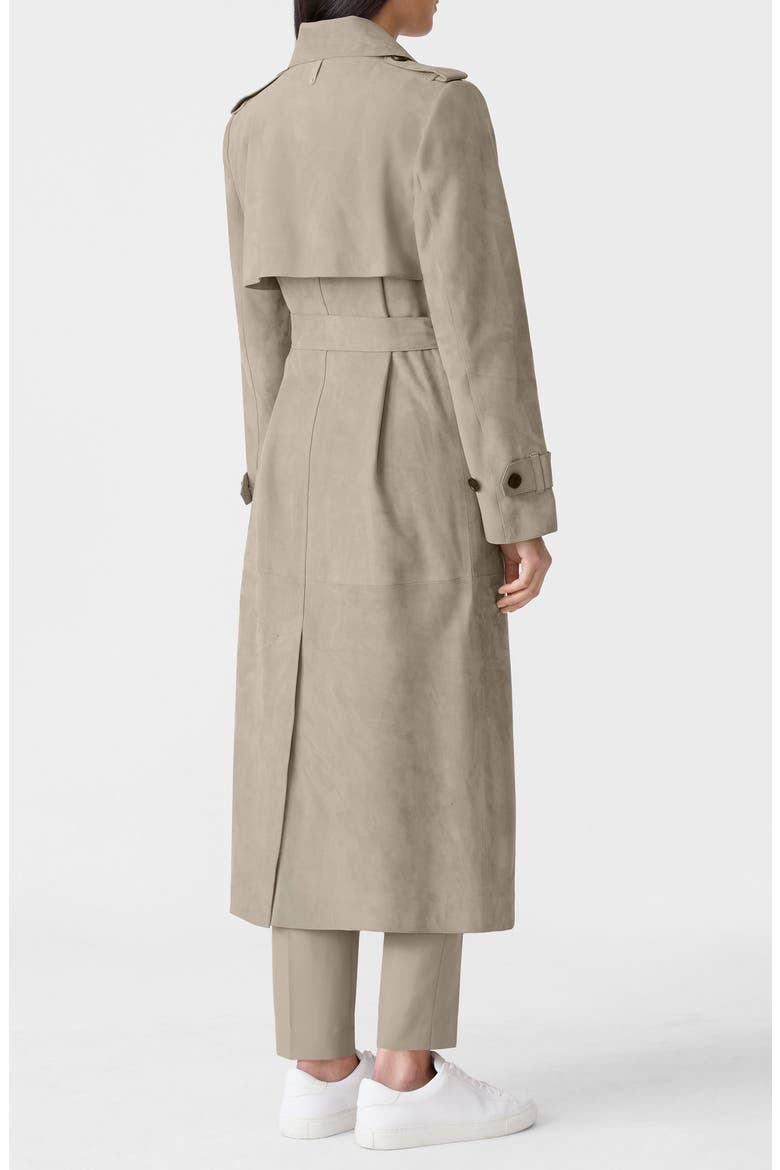Gael Doubled Breasted Suede Trench Coat, Alternate, color, TAUPE