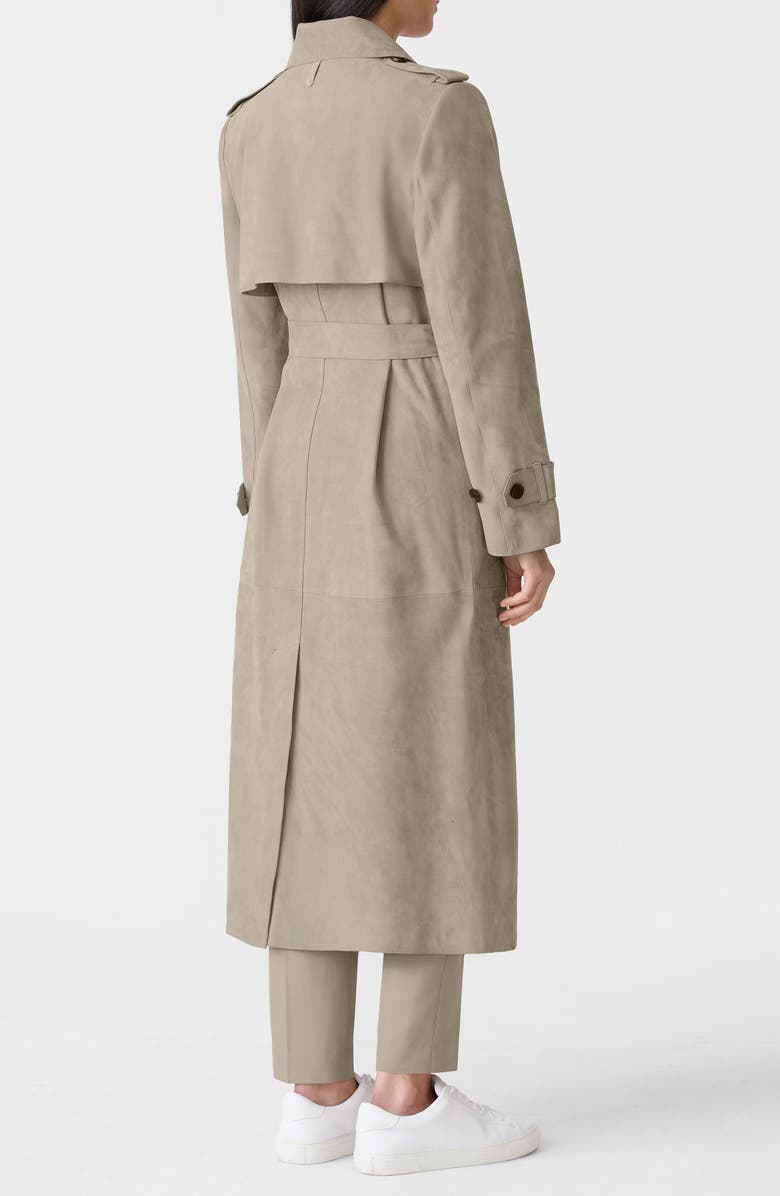 Mackage Gael Doubled Breasted Suede Trench Coat, Alternate, color, Taupe