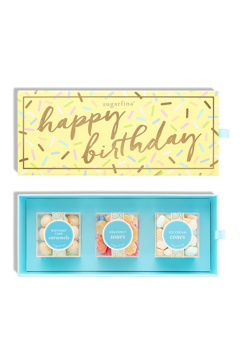 Happy Birthday 3-Piece Candy Bento Box, Main, color, YELLOW
