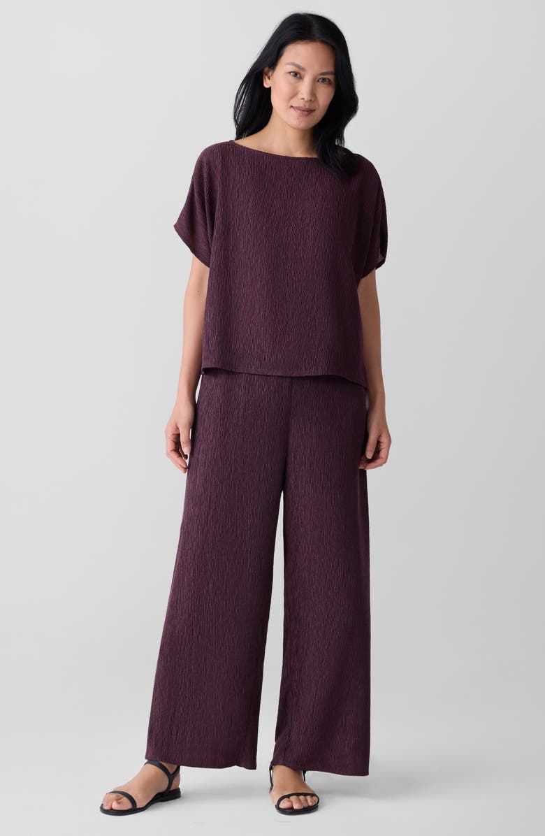 Eileen Fisher Crinkled High Waist Ankle Wide Legs, Alternate, color, Blackberry
