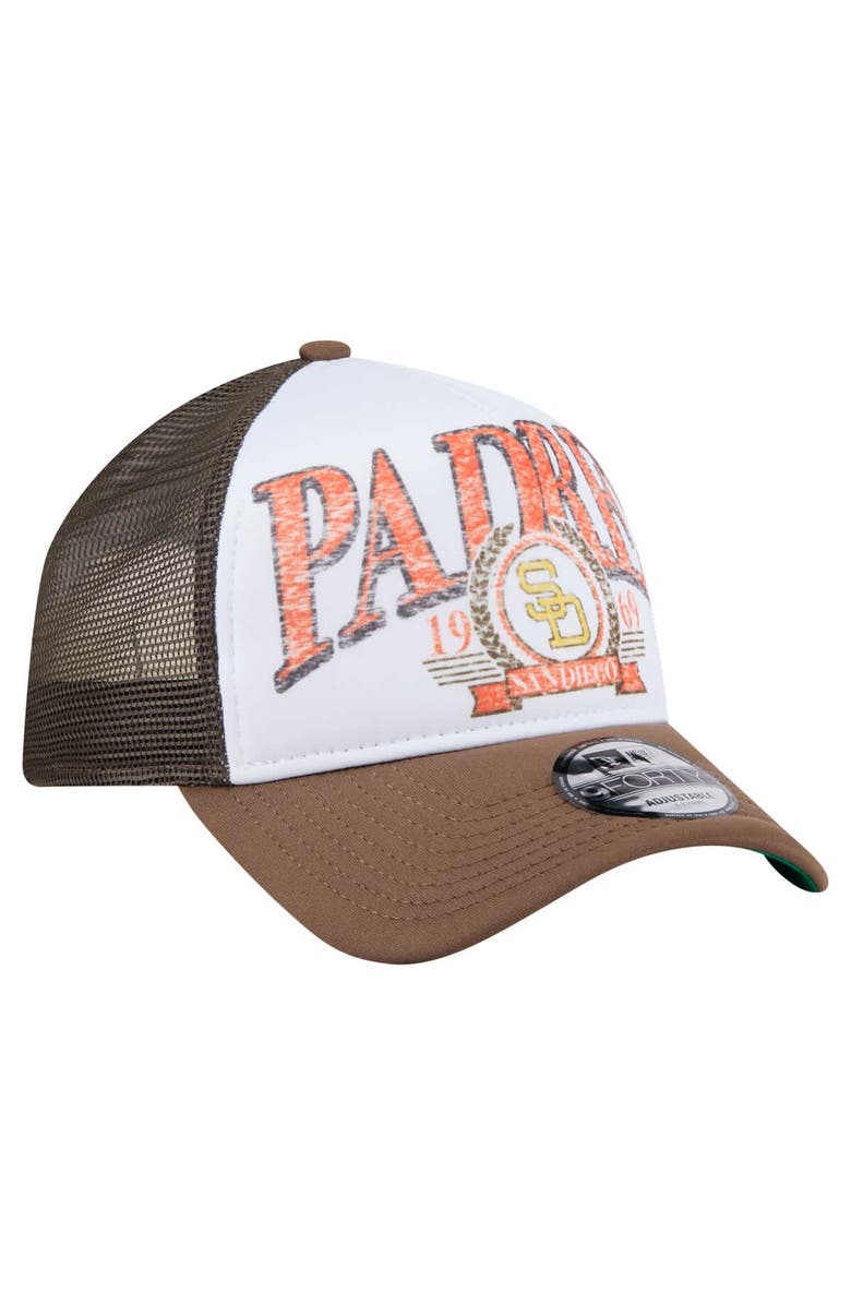 New Era Men's New Era Brown San Diego Padres Distressed 9FORTY A-Frame Adjustable Trucker Hat, Alternate, color, Brown