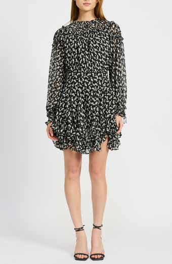 En Saison Genevieve Long Sleeve Chiffon Minidress