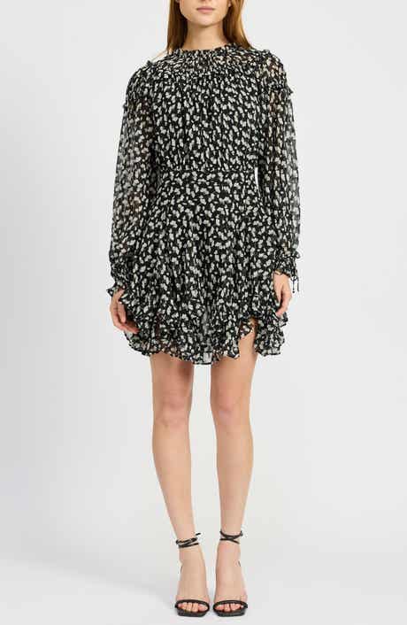 En Saison Genevieve Long Sleeve Chiffon Minidress
