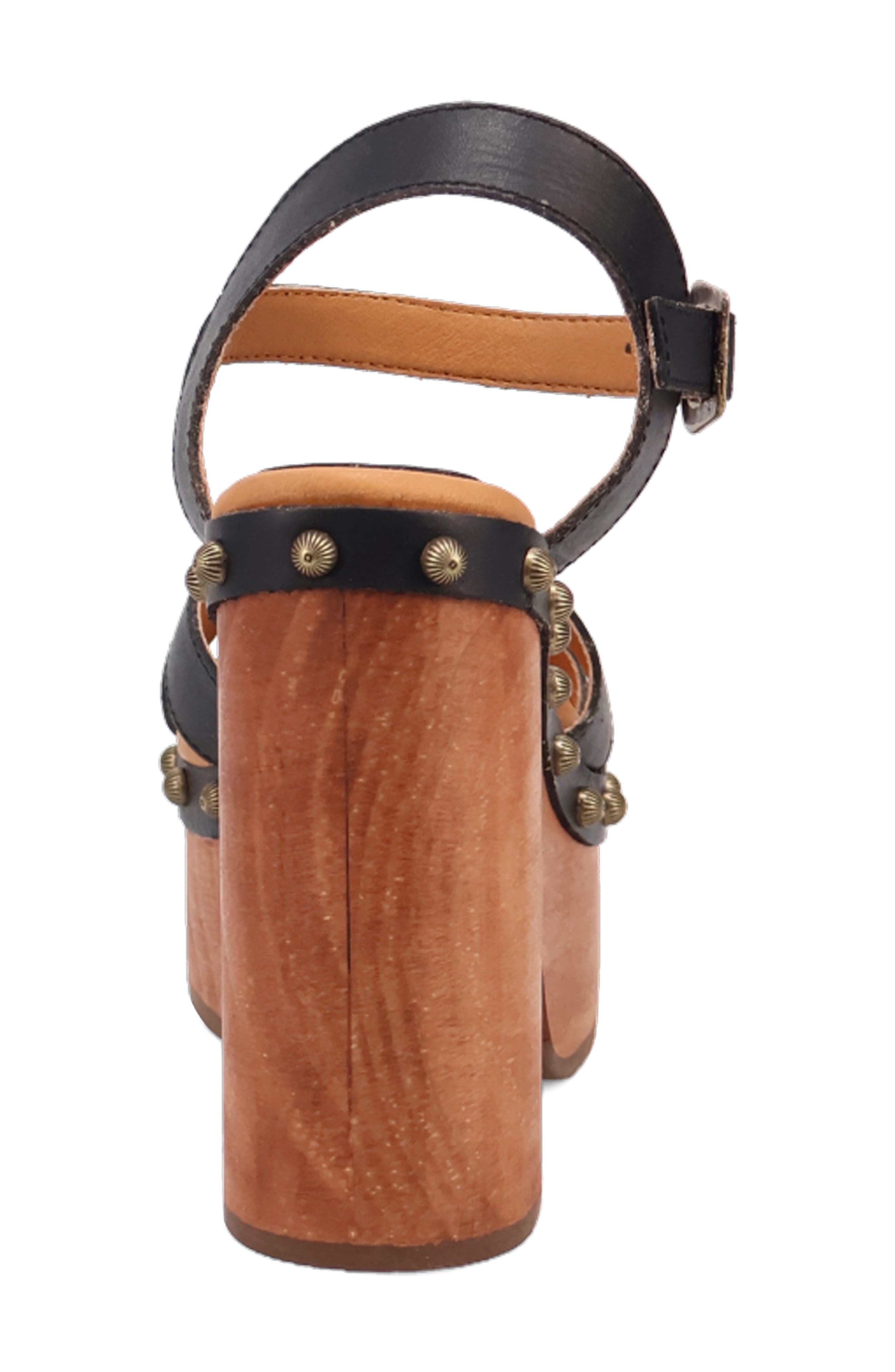 Dingo Lotus Ankle Strap Platform Sandal, Alternate, color, Black