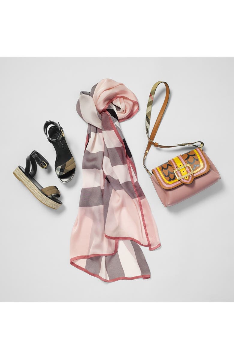 Burberry 'Ultra Mega Check' Washed Mulberry Silk Scarf, Alternate, color,