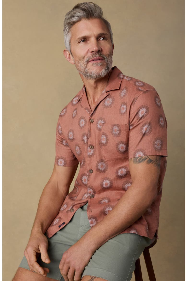 Breeze Linen Blend Camp Shirt, Alternate, color, SIENNA COAST FIREWORKS