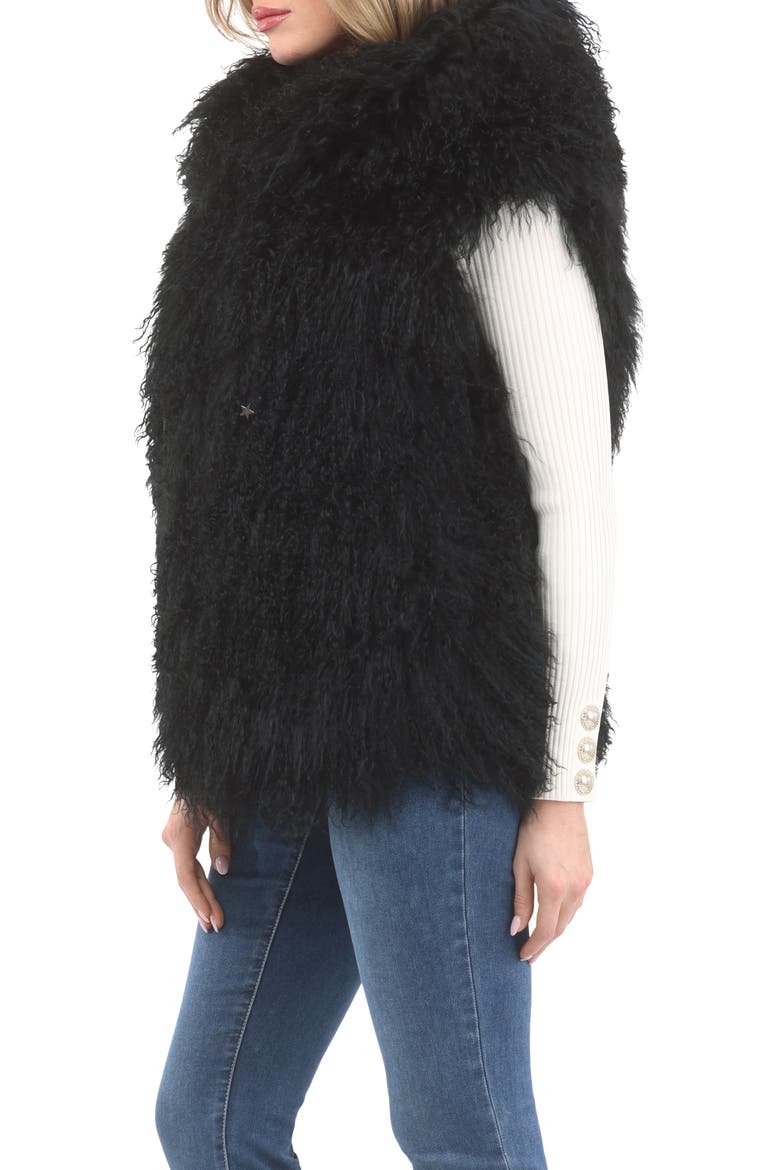 Reversible Genuine Shearling Vest With Wool And Cashmere Blend Back, Alternate, color, BLACK/BLACK