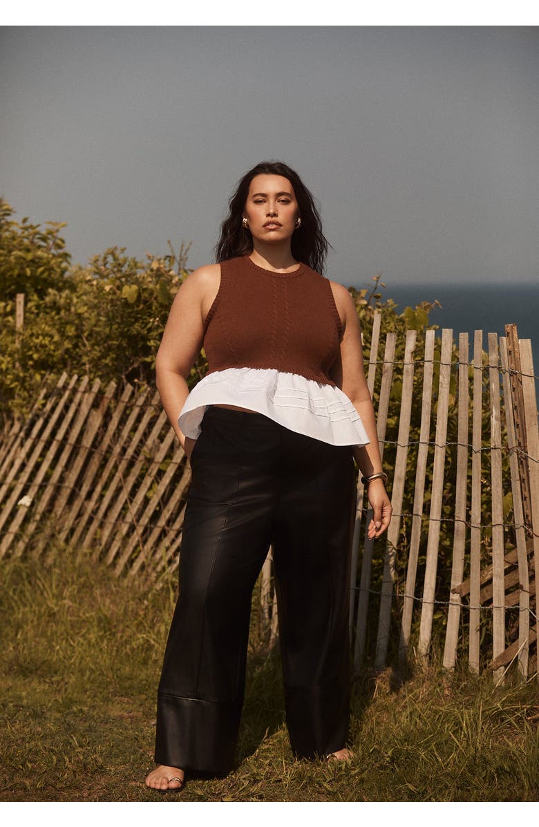 June + Vie Sleeveless Peplum Sweater, Alternate, color, Cappuccino