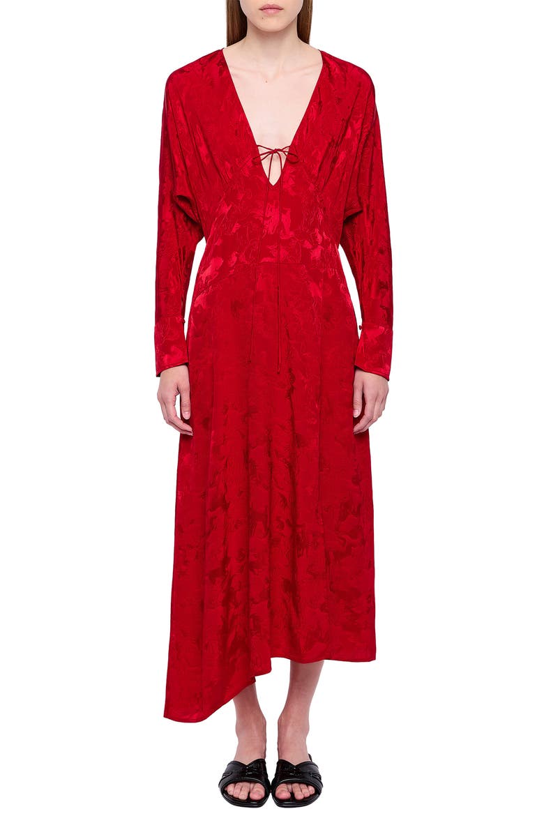 Rouna Horse Pattern Jacquard Long Sleeve Silk Dress, Main, color, LOVE