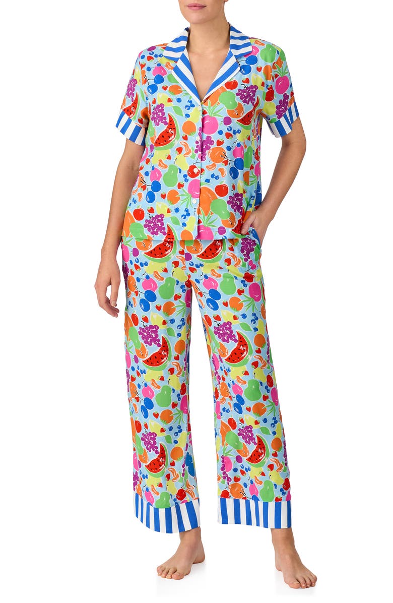 Kate Spade New York short sleeve crop pajamas, Main, color, 