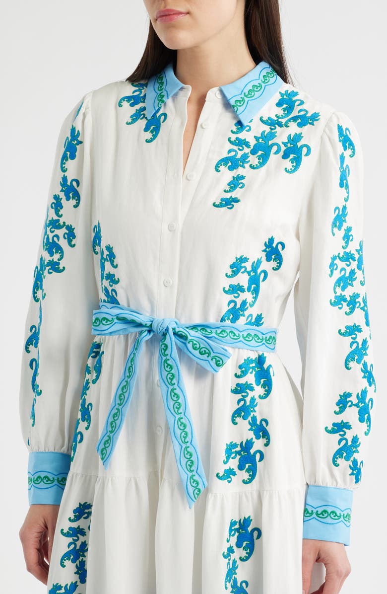 Elie Tahari The Cleo Floral Embroidered Maxi Shirtdress, Alternate, color, 