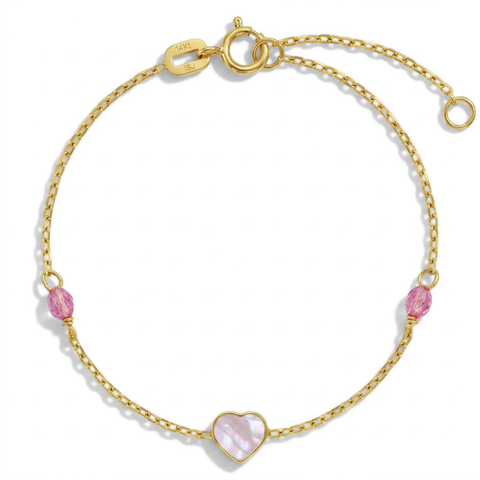 14k Mother of Pearl Hearts Girls Bracelet