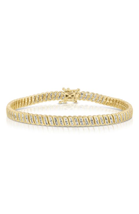 18k Gold Diamond Baguette Bracelet