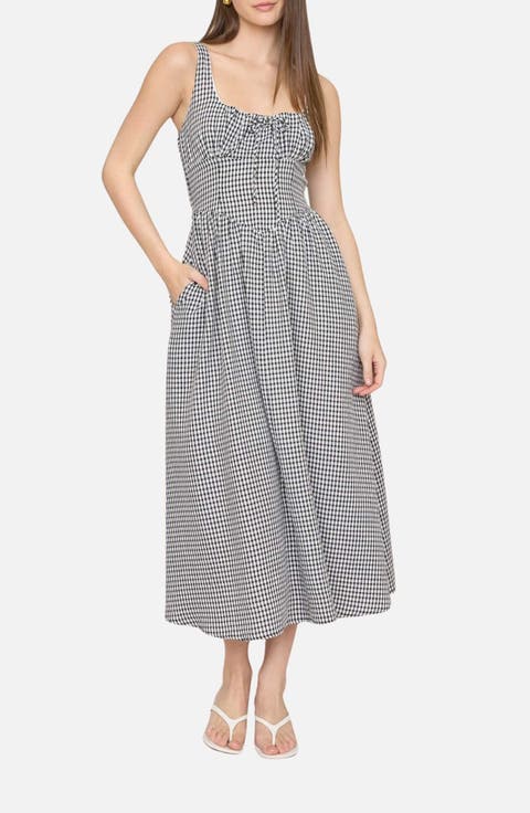 Gingham Fit & Flare Midi Dress