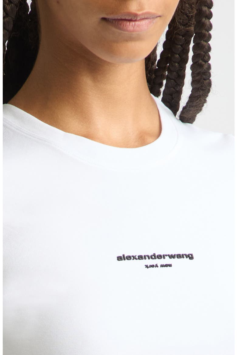 Logo Print Fitted Stretch Cotton T-Shirt, Alternate, color, WHITE