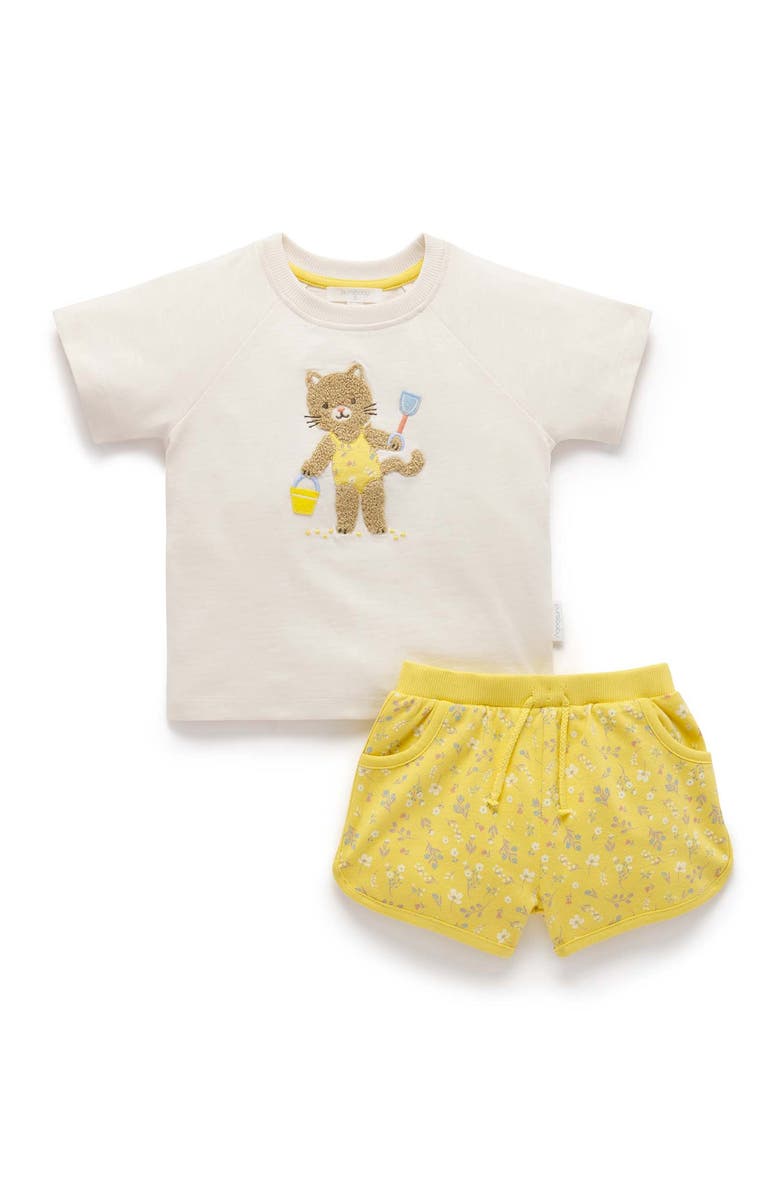 Purebaby Sunshine Tee & Short Set, Main, color, Sunshine Floral