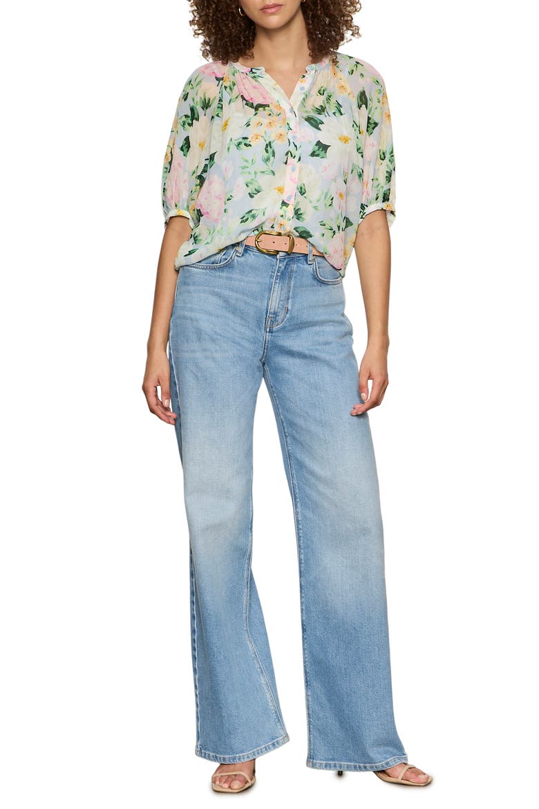 Favorite Girl Front Button Top, Alternate, color, SPRING FLORAL BLUE
