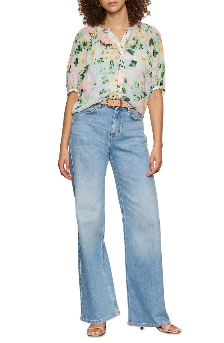 Sanctuary Favorite Girl Front Button Top, Alternate, color, Spring Floral Blue