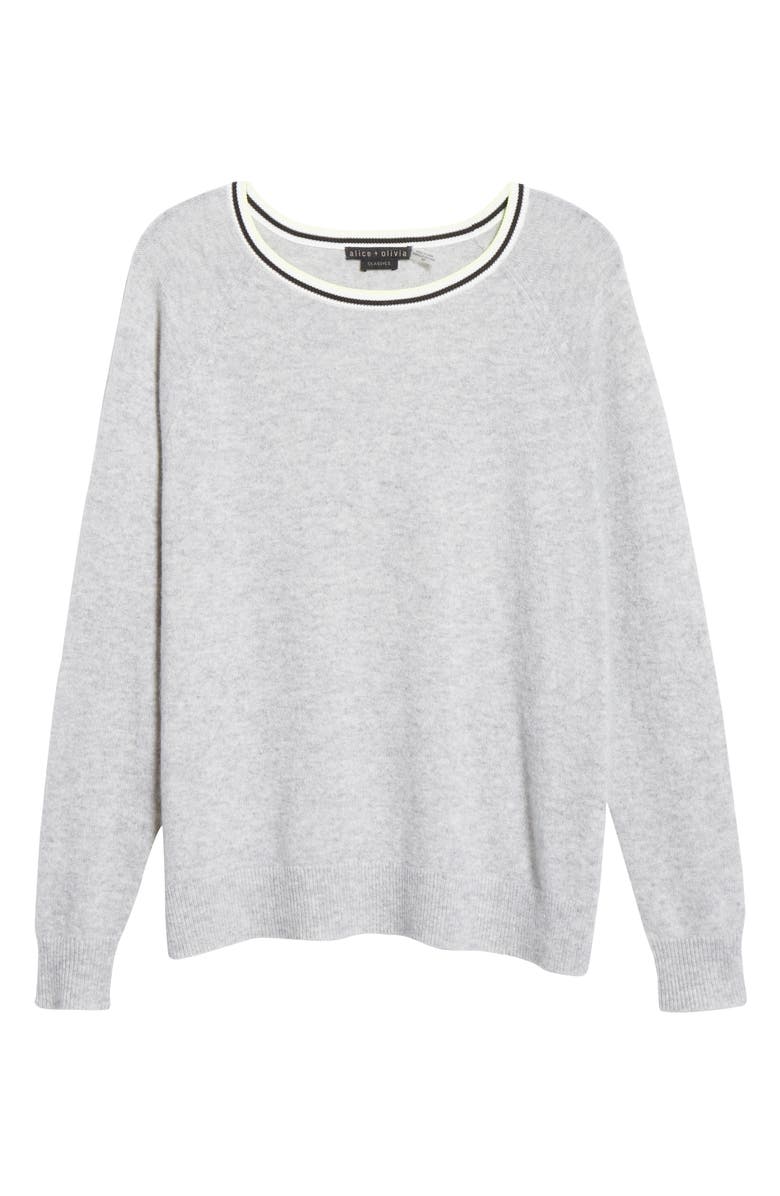 Alice + Olivia Moira Side Stripe Cashmere Blend Sweater, Alternate, color,