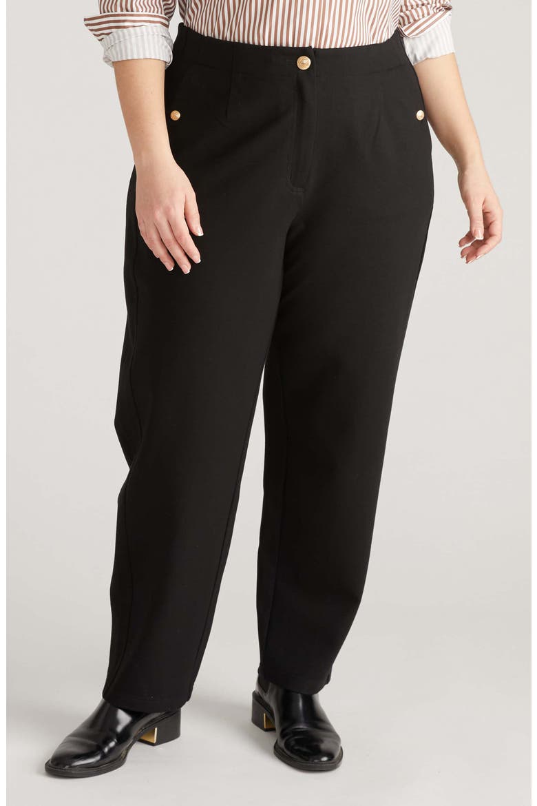 Audrey Tailored Ponte Pants, Main, color, BLACK W/ GOLD BUTTONS
