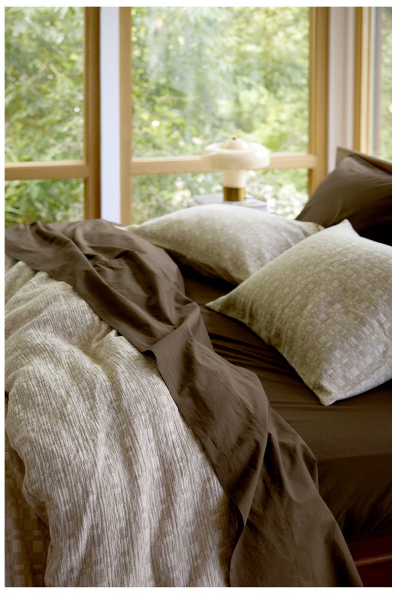 Modern Check Set of 2 Organic Cotton Jacquard Pillow Shams, Alternate, color, CREAM AND BONE