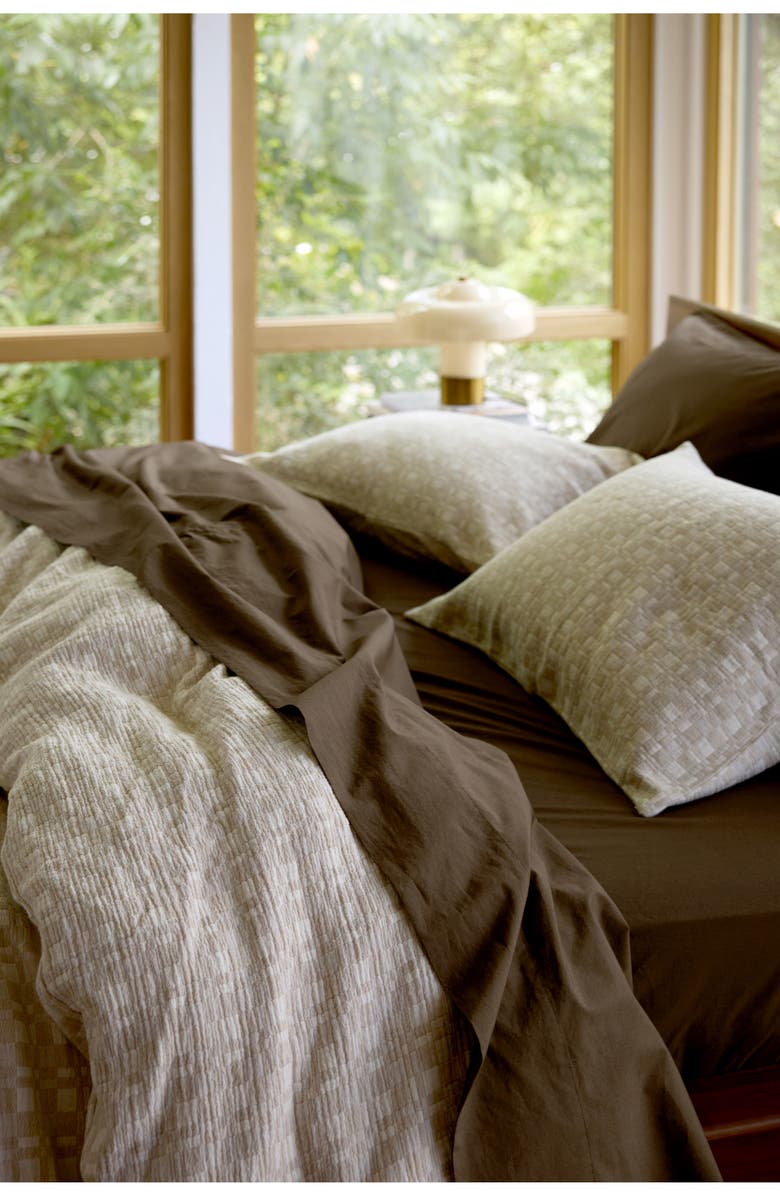 Parachute Modern Check Set of 2 Organic Cotton Jacquard Pillow Shams, Alternate, color, Cream And Bone