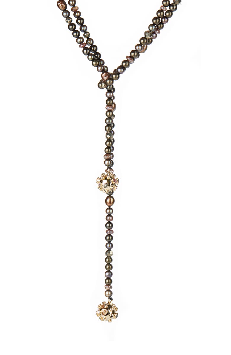 Alexis Bittar Sputnik Freshwater Pearl Lariat Necklace, Main, color,