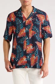 Original Penguin Leaves Slim Fit Camp Shirt