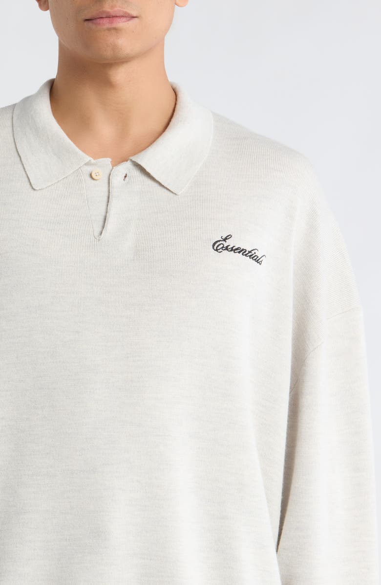 Fear of God Essentials Signature Wool Polo Sweater, Alternate, color, Heather Oatmeal