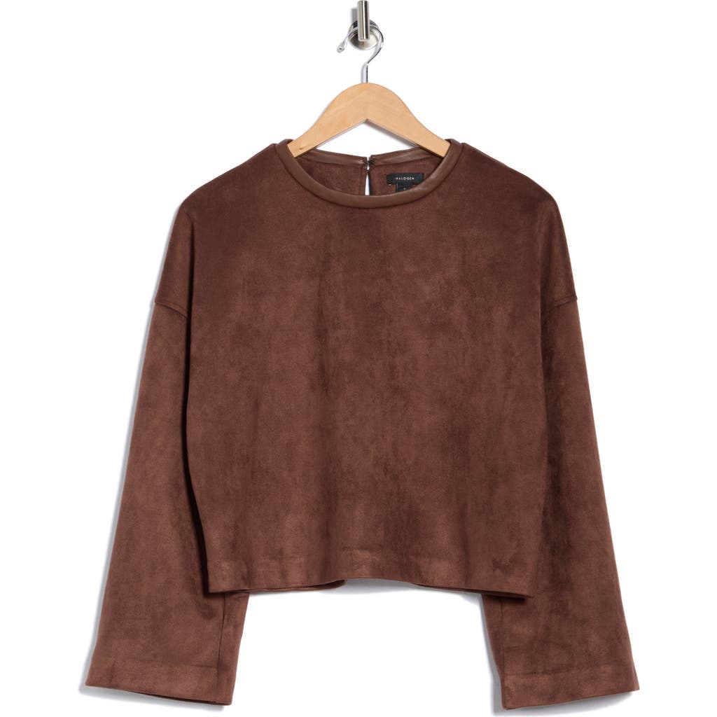Halogen ® Faux Suede Pieced Top In Brown