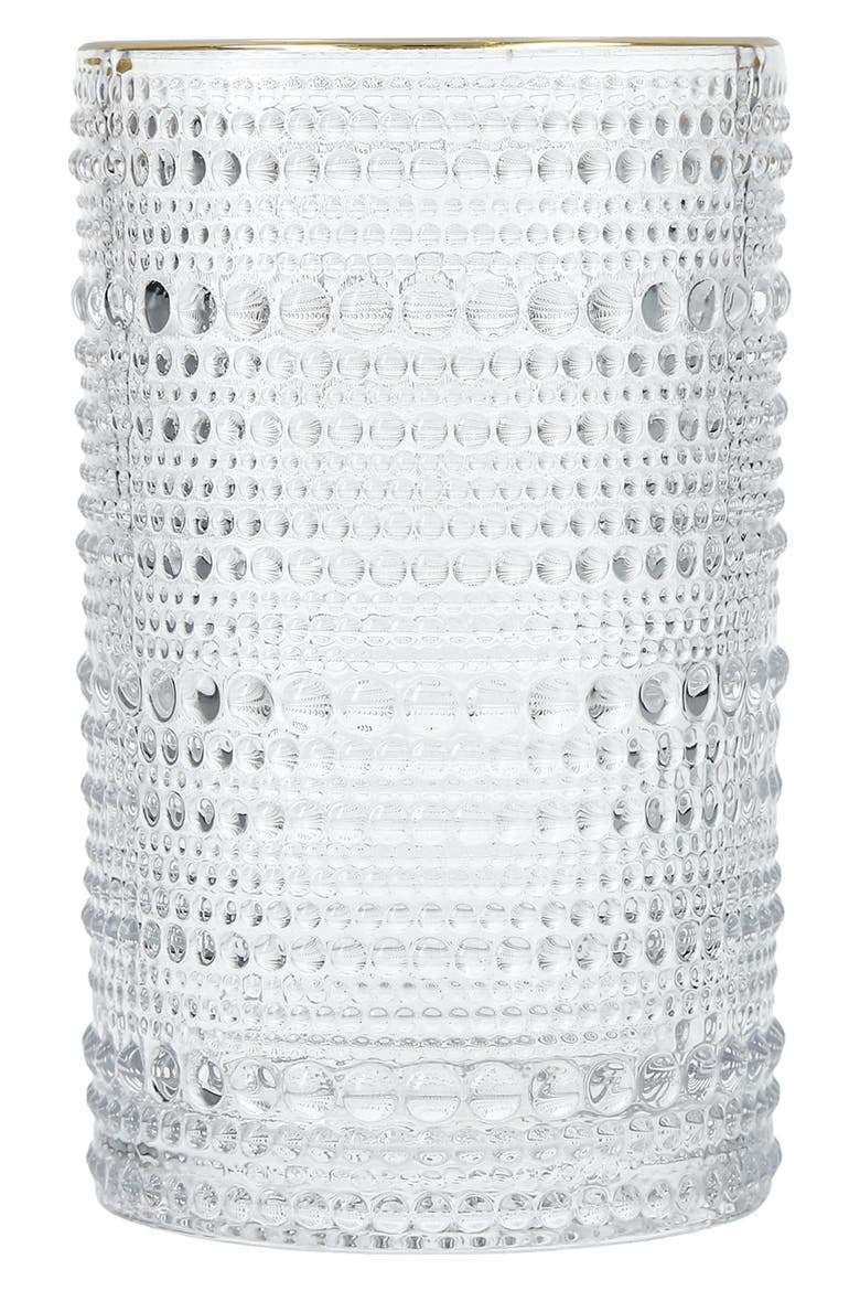 Jupiter Set of 6 Gold Rim Beverage Glasses, Alternate, color, CLEAR
