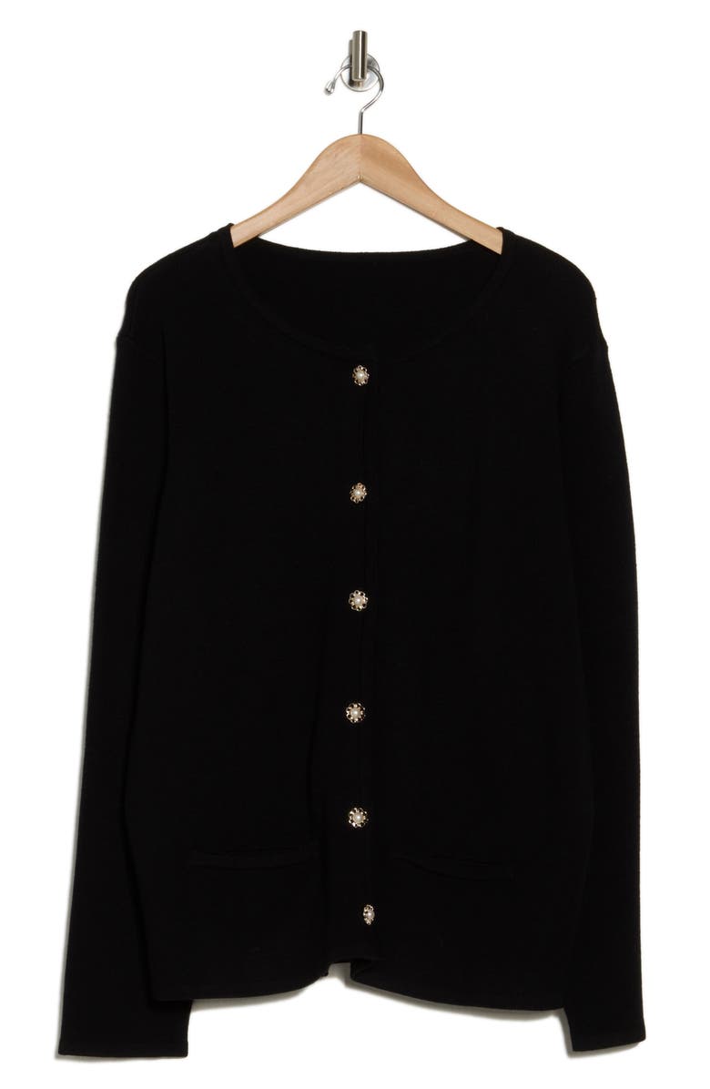 BY DESIGN Celeste Crop Cardigan, Alternate, color, Black