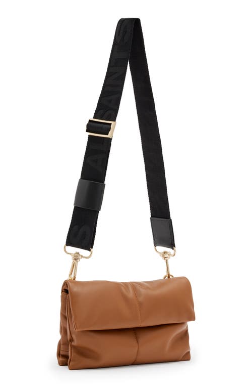 Allsaints Ezra Logo Strap Leather Crossbody Bag In Brown