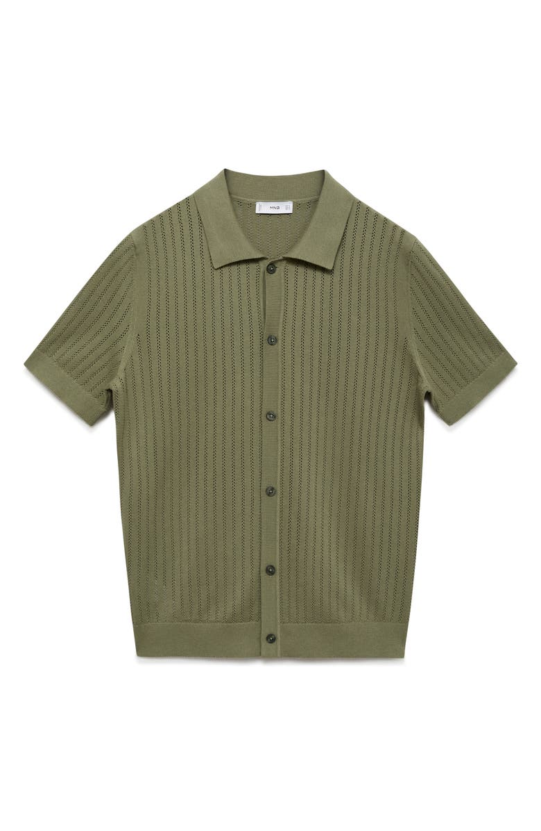 MANGO Pointelle Polo Sweater, Alternate, color, Green