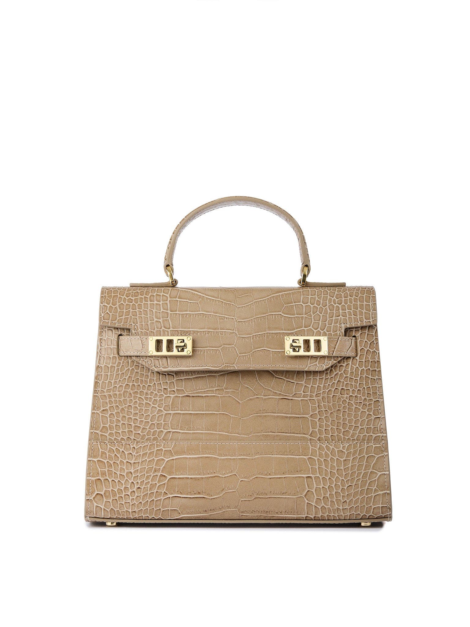 Kim Croco 11" Embossed Leather Top Handle Bag, Main, color, Light Beige