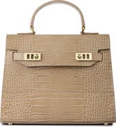 Teddy Blake Kim Croco 11" Embossed Leather Top Handle Bag