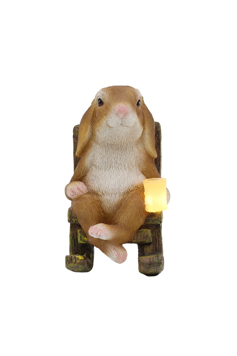 Resin Bunny in Chair with LED Multicolored for Spring Tabletop Lighting, Alternate, color, Multicolored