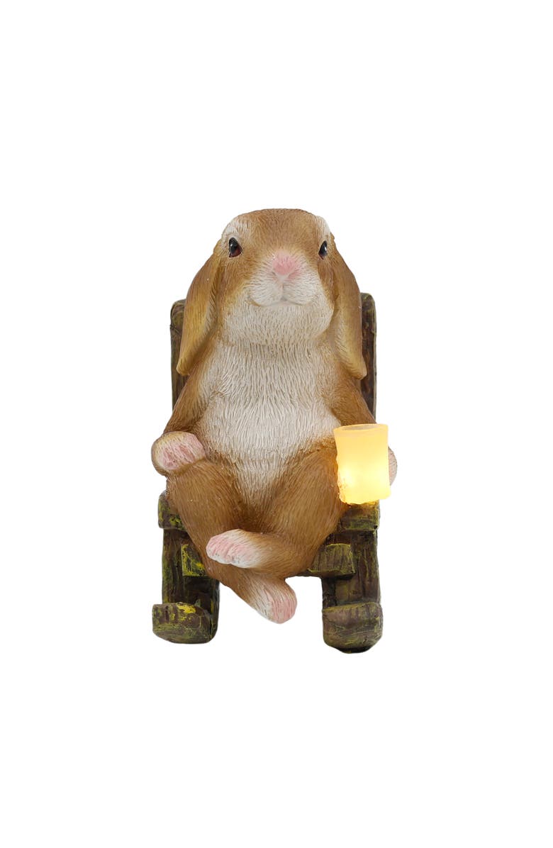 Transpac Resin Bunny in Chair with LED Multicolored for Spring Tabletop Lighting, Alternate, color, Multicolored