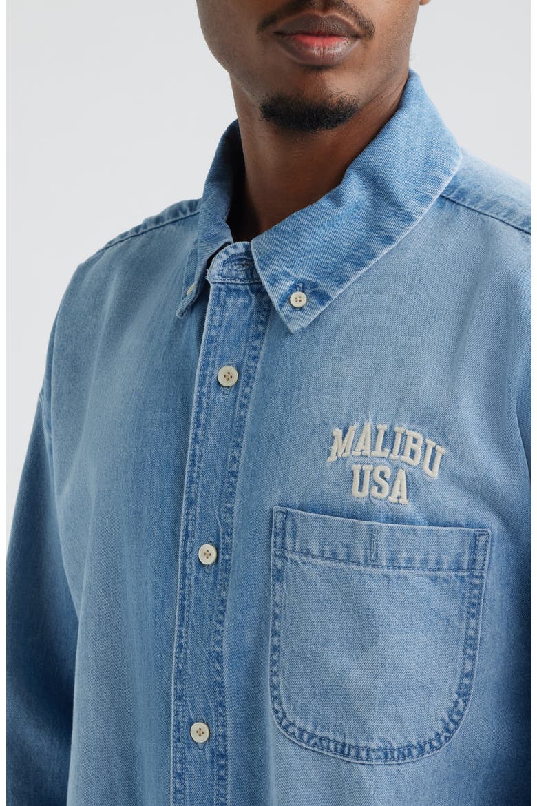 Denim Button-Down Shirt, Alternate, color, LIGHT INDIGO