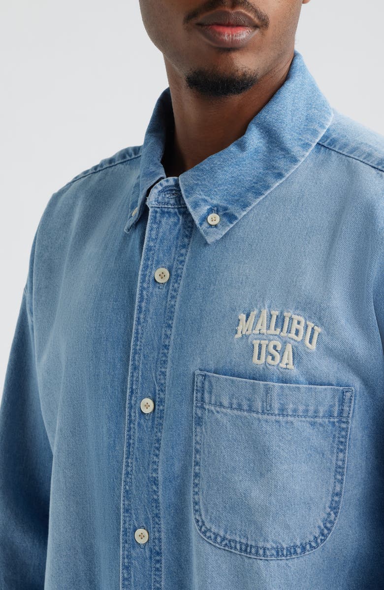 Elwood Denim Button-Down Shirt, Alternate, color, Light Indigo