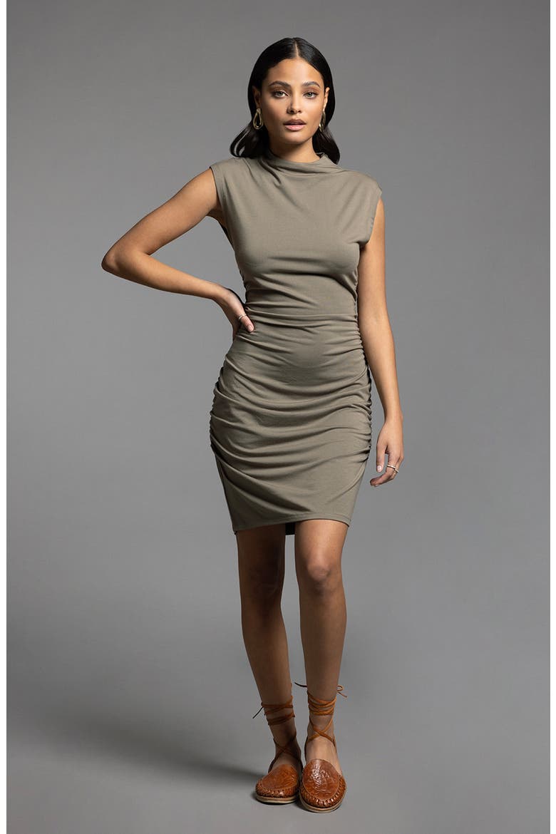 Bonnie Ruched Body-Con Dress, Alternate, color, SMOKEY OLIVE