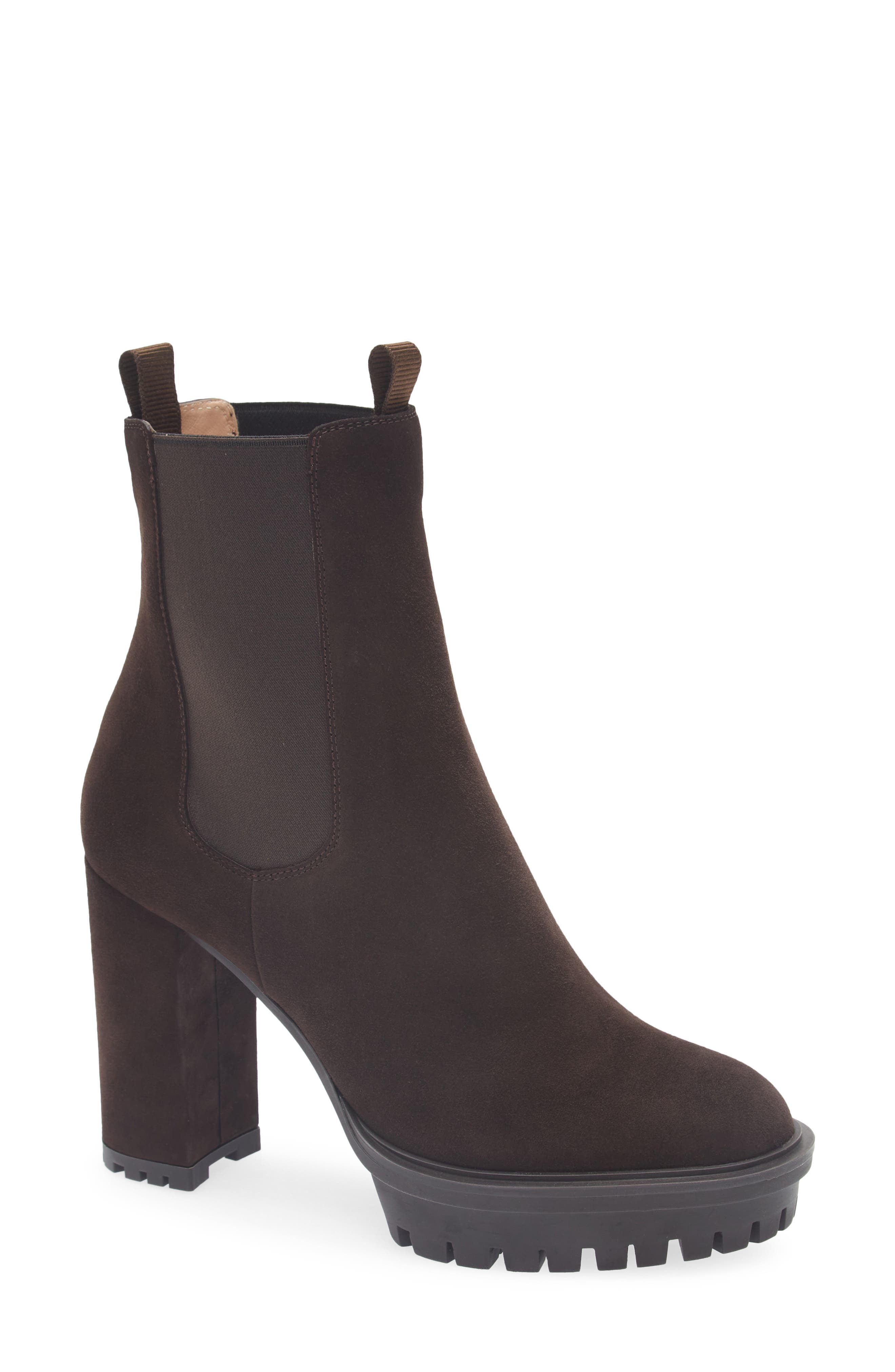 Gianvito Rossi Lug Sole Chelsea Boot, Main, color, Moka