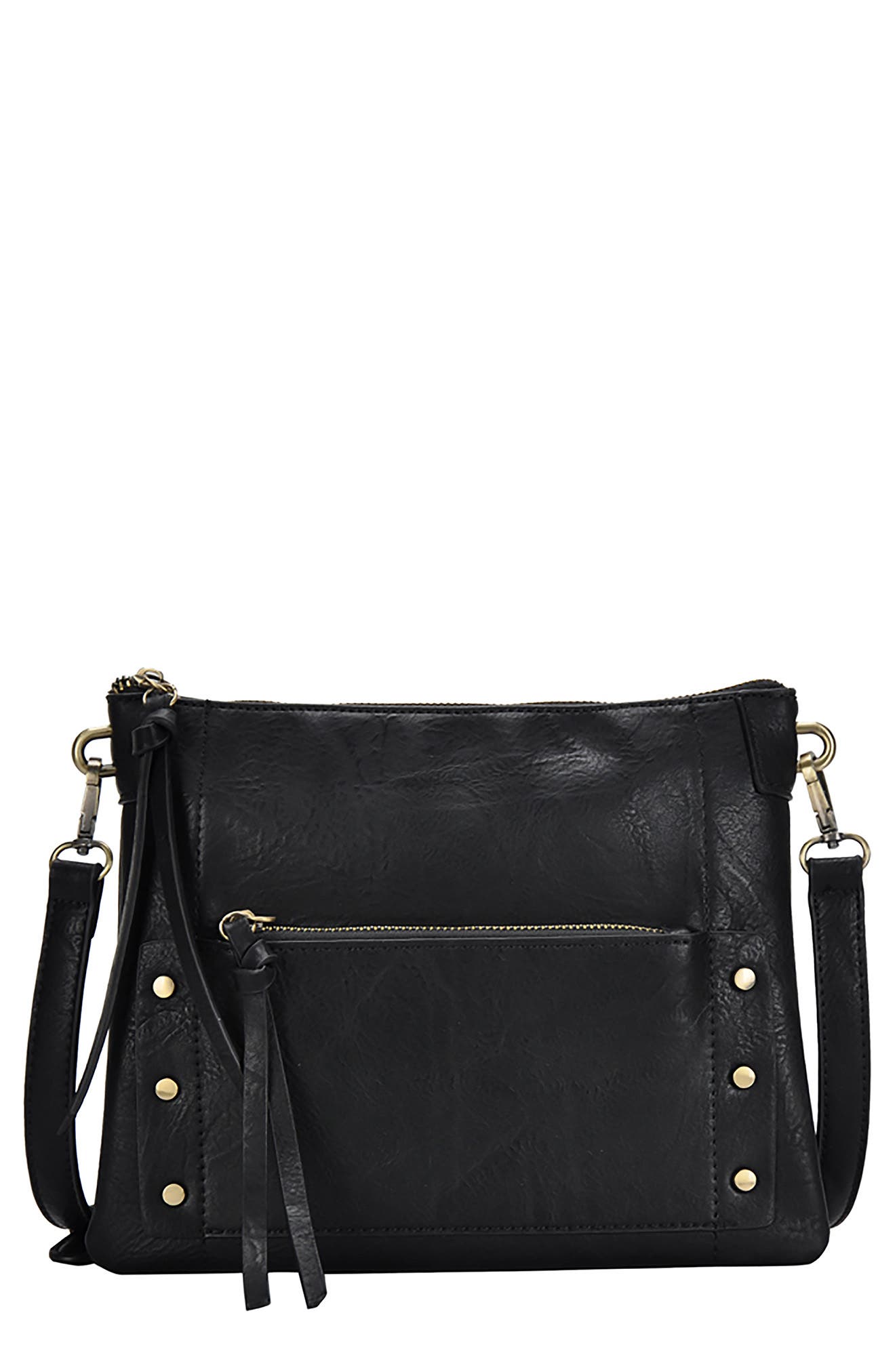 Antik Kraft Studded Faux Leather Crossbody Bag, Main, color, 