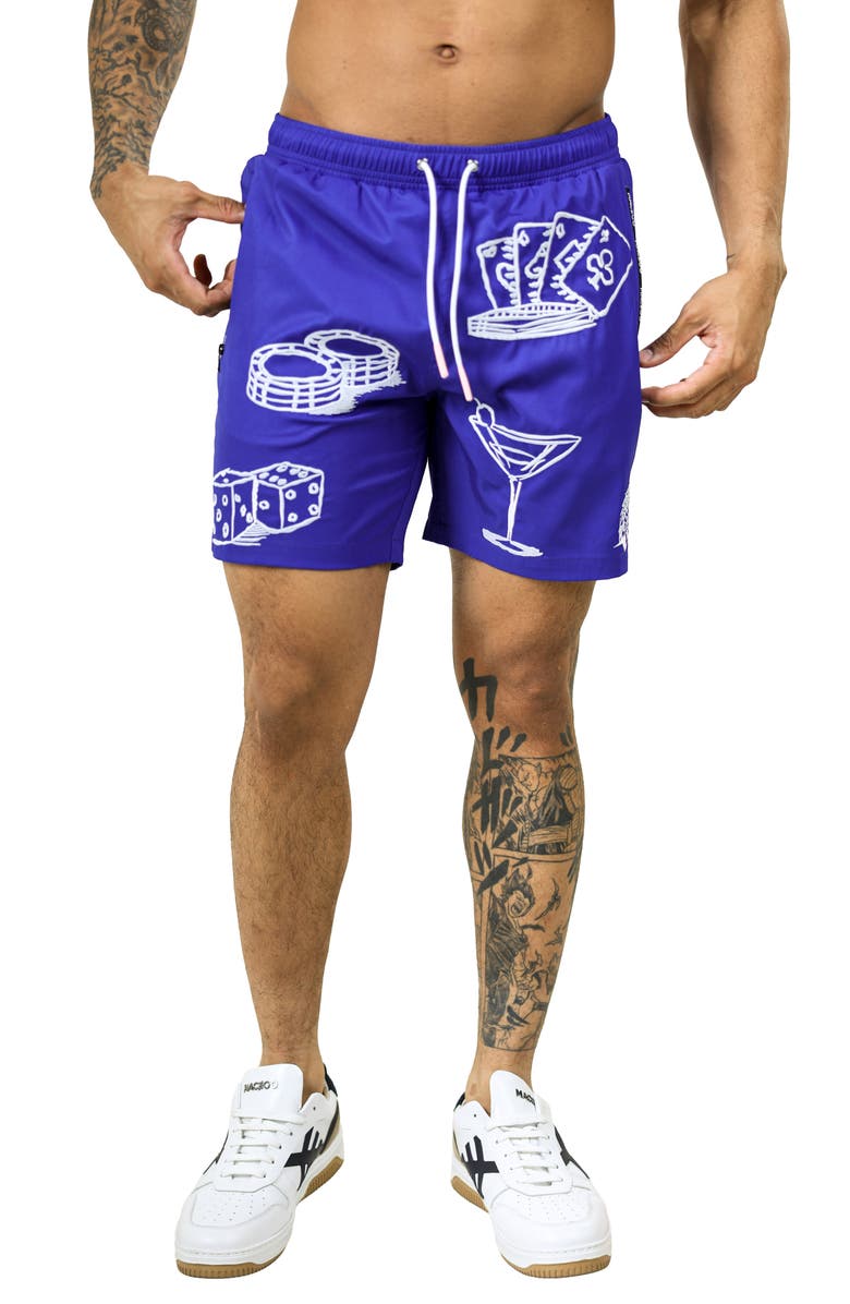 Maceoo Swim Marthyr Print Swim Trunks, Alternate, color, Blue