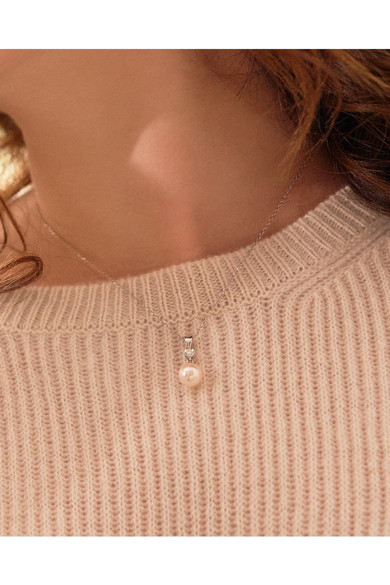 Akoya Pearl & Diamond Michelle Pendant, Alternate, color, White Pearl - Yellow Gold