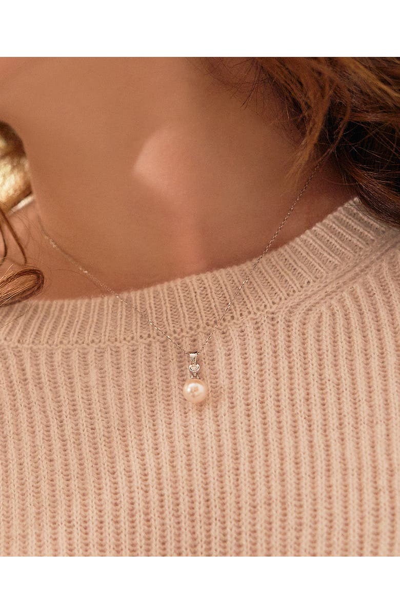 The Pearl Source Akoya Pearl & Diamond Michelle Pendant, Alternate, color, Yellow Gold