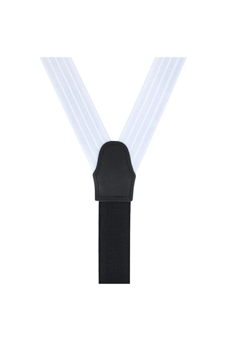 Big & Tall Jefferson Brushed Pinstripe Elastic Formal End Suspenders, Alternate, color, White