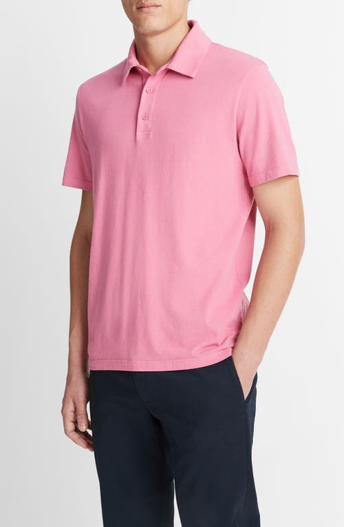 Vince Regular Fit Garment Dyed Cotton Polo In Washed Pink Blaze