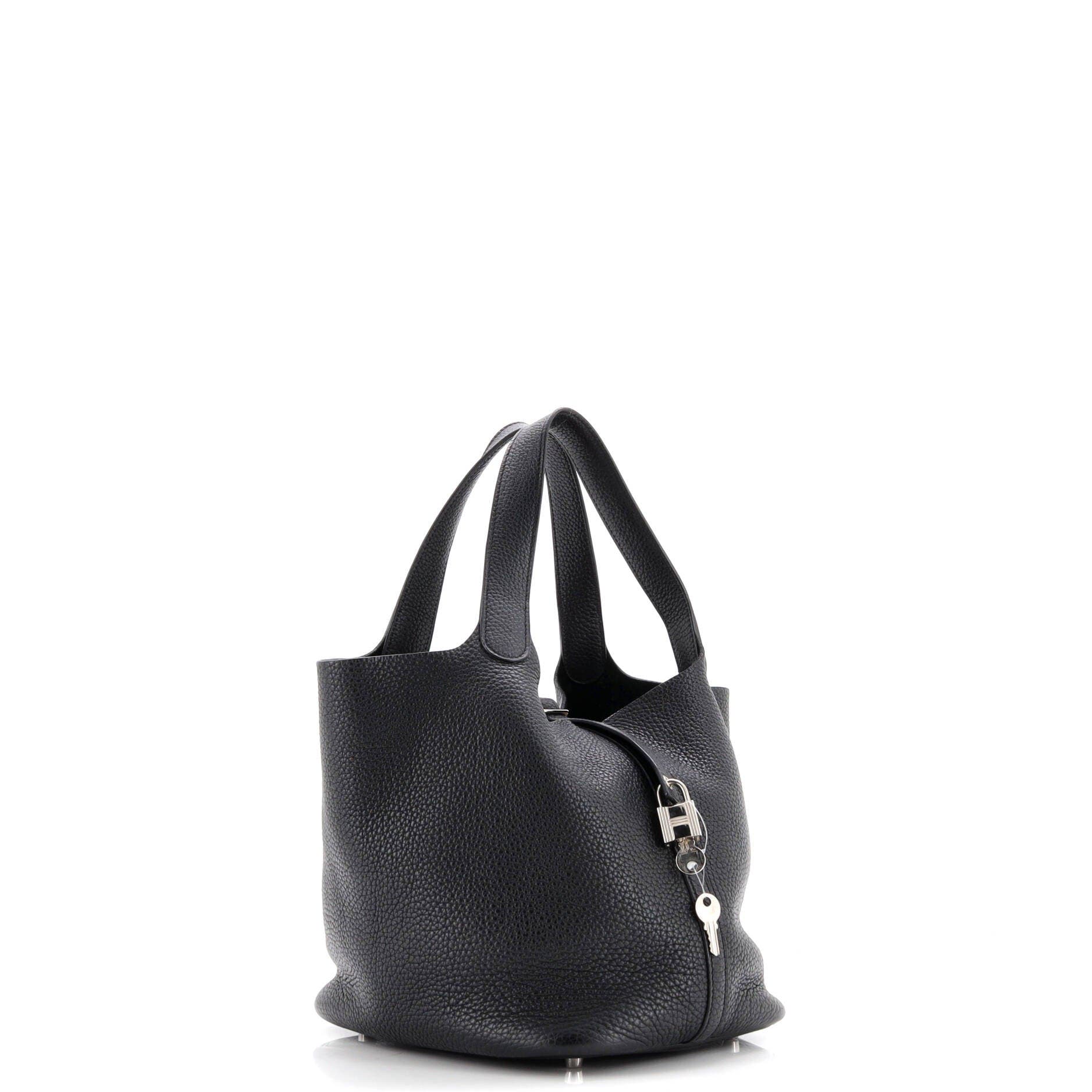 Pre-Owned Hermes Picotin Lock Bag Clemence MM, Alternate, color, Noir