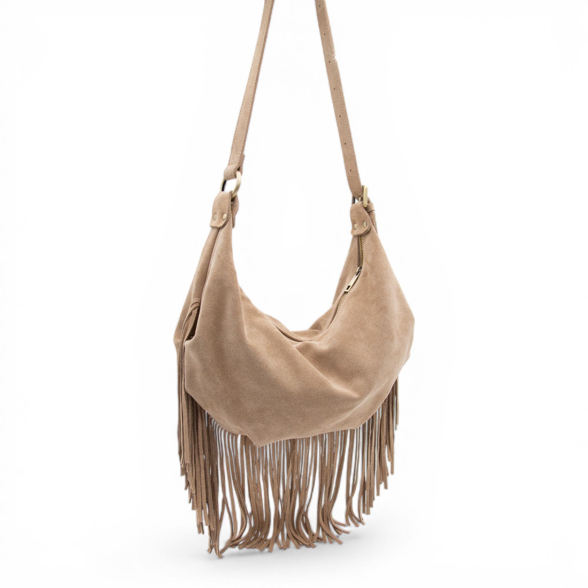 Bolsa Nova Dallas Suede Fringe Hobo, Alternate, color, Black